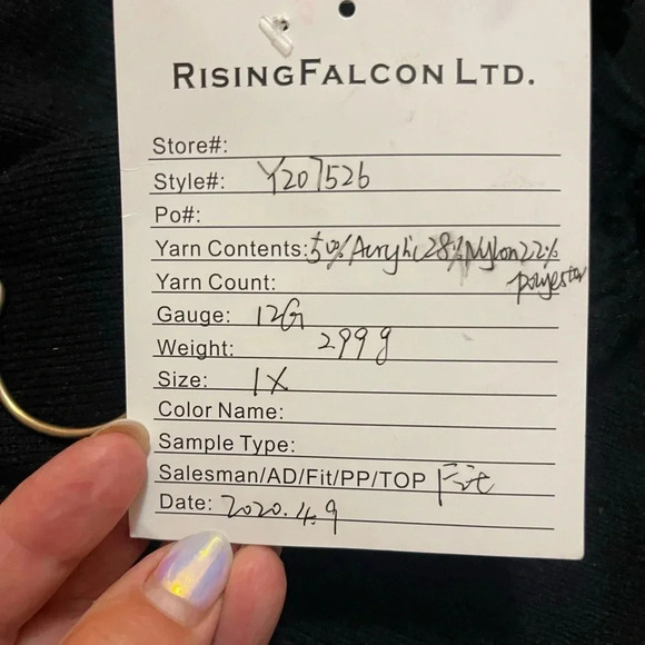 Rising Falcon Sweater Size 1X Black - Picture 4 of 5